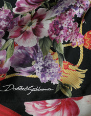 Multicolor Floral Print Silk Twill Gown Dress