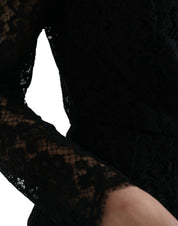 Black Lace Crystal Embellished Sheath Dress