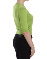 Green Wool V-neck Pullover Sweater Top