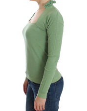 Green Wool Blend Striped Long Sleeve Sweater