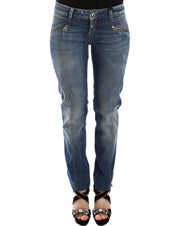 Blue Slim Jeans Denim Pants Straight Stretch