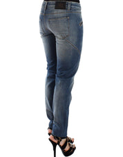 Blue Slim Jeans Denim Pants Straight Stretch