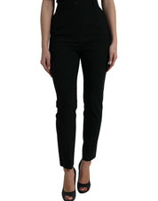 Black Wool High Waist Tapered Pants