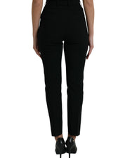 Black Wool High Waist Tapered Pants