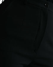 Black Wool High Waist Tapered Pants