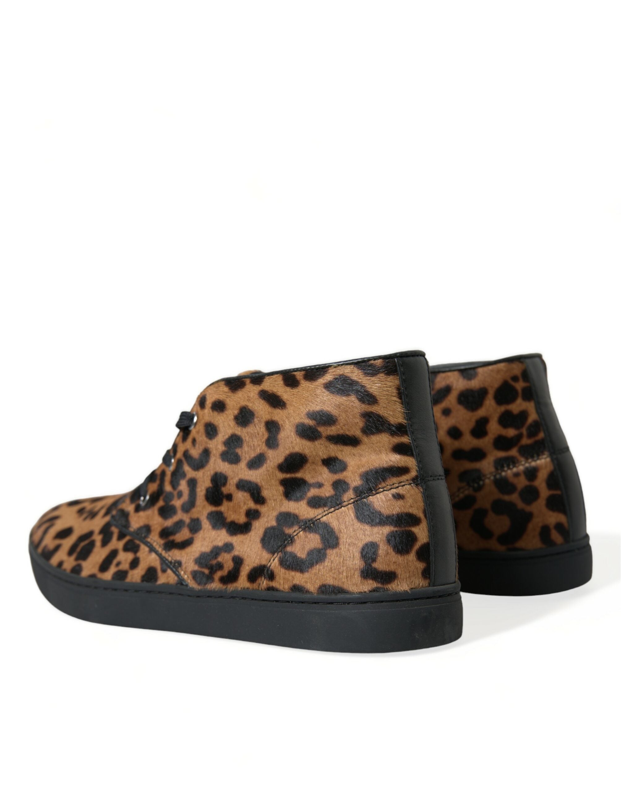 Dolce & Gabbana Brown Leopard Pony Hair Leather Mid-top Sneakers