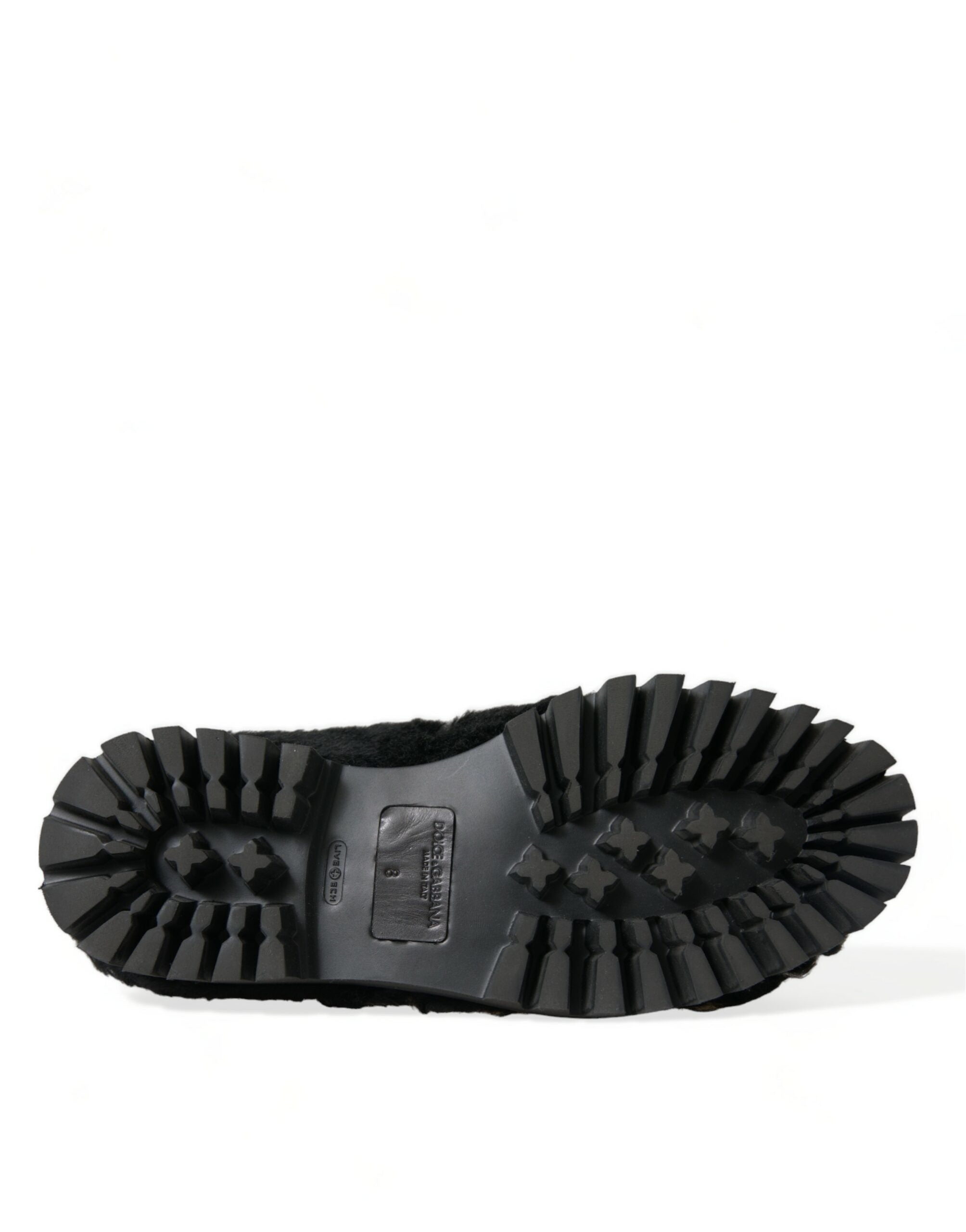 Dolce & Gabbana Black Fur Leather Loafers