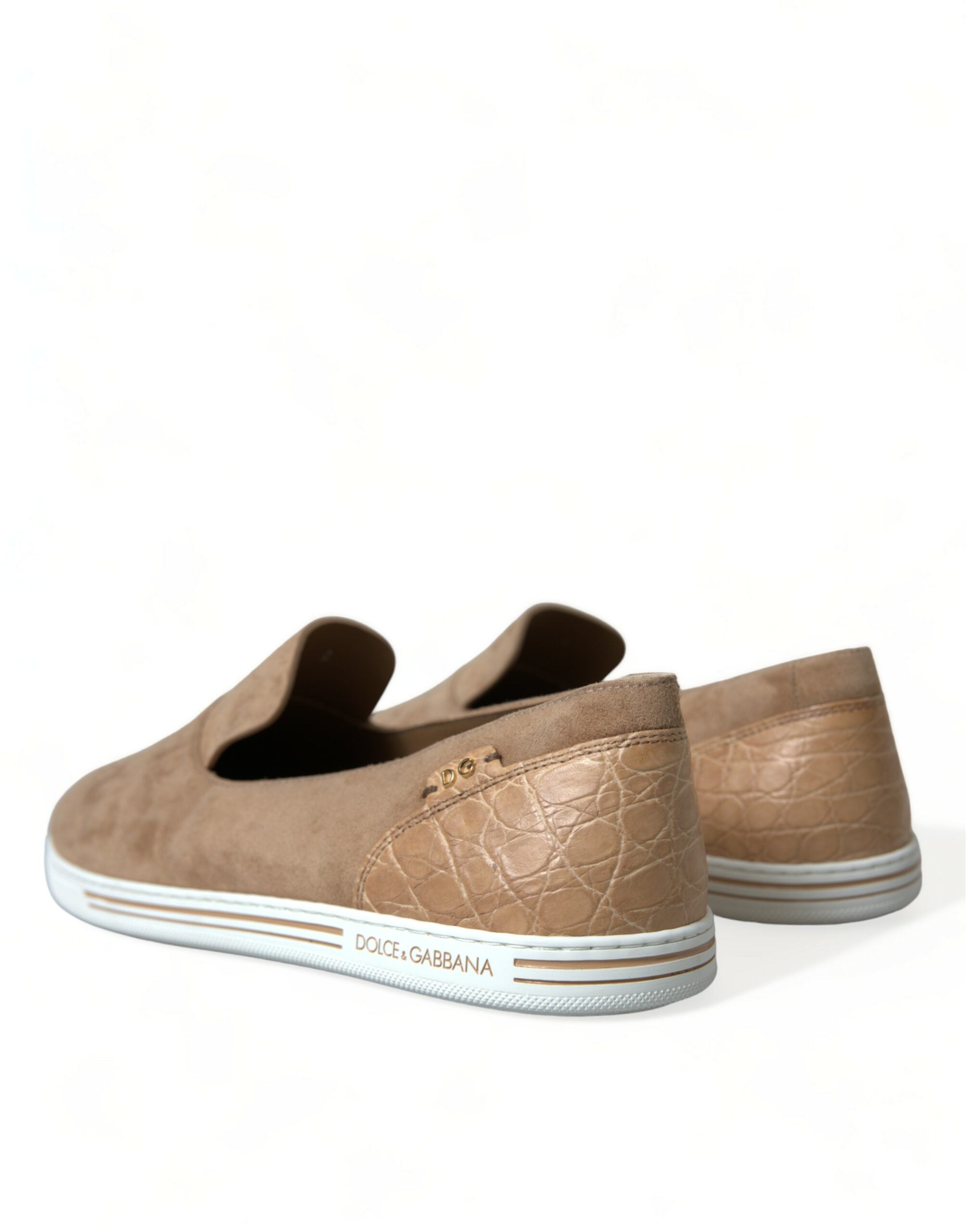 Dolce & Gabbana Beige Suede Caiman Loafers
