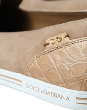 Dolce & Gabbana Beige Suede Caiman Loafers