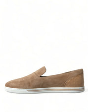 Dolce & Gabbana Beige Suede Caiman Loafers