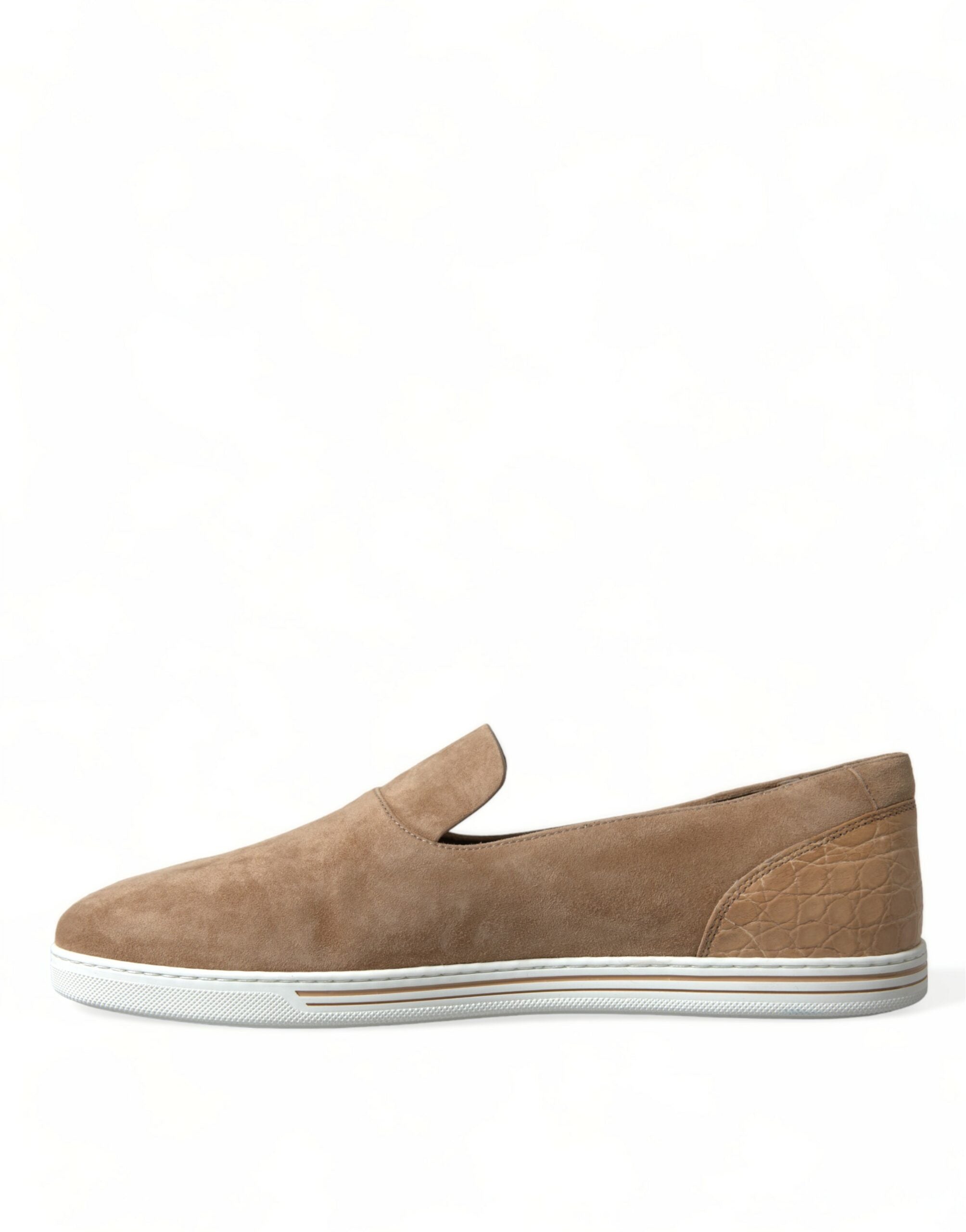 Dolce & Gabbana Beige Suede Caiman Loafers