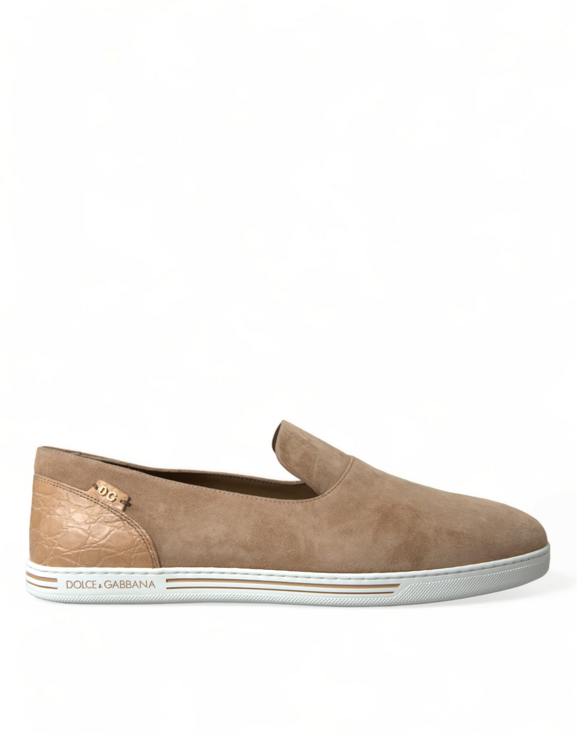 Dolce & Gabbana Beige Suede Caiman Loafers