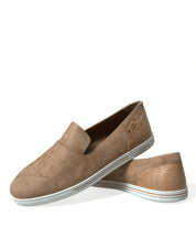 Dolce & Gabbana Beige Suede Caiman Loafers