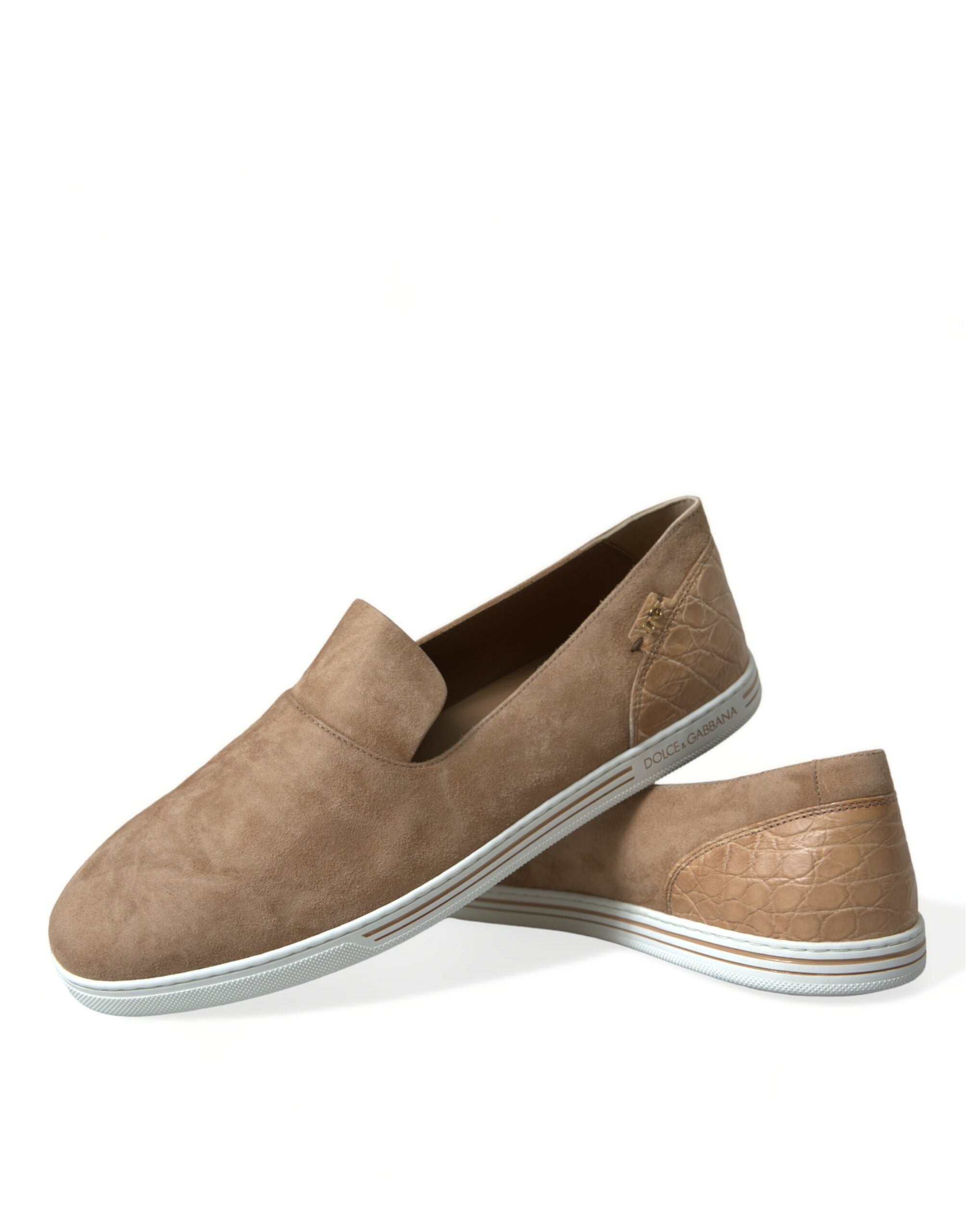 Dolce & Gabbana Beige Suede Caiman Loafers