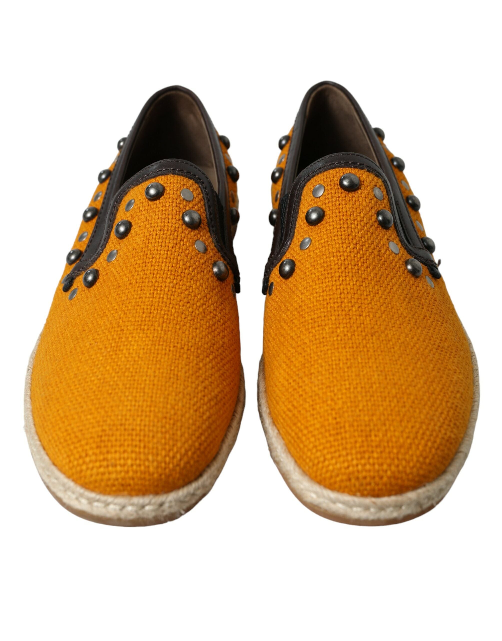 Dolce & Gabbana Orange Linen Leather Loafers