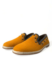 Dolce & Gabbana Orange Linen Leather Loafers