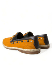Dolce & Gabbana Orange Linen Leather Loafers