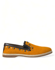 Dolce & Gabbana Orange Linen Leather Loafers