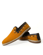 Dolce & Gabbana Orange Linen Leather Loafers
