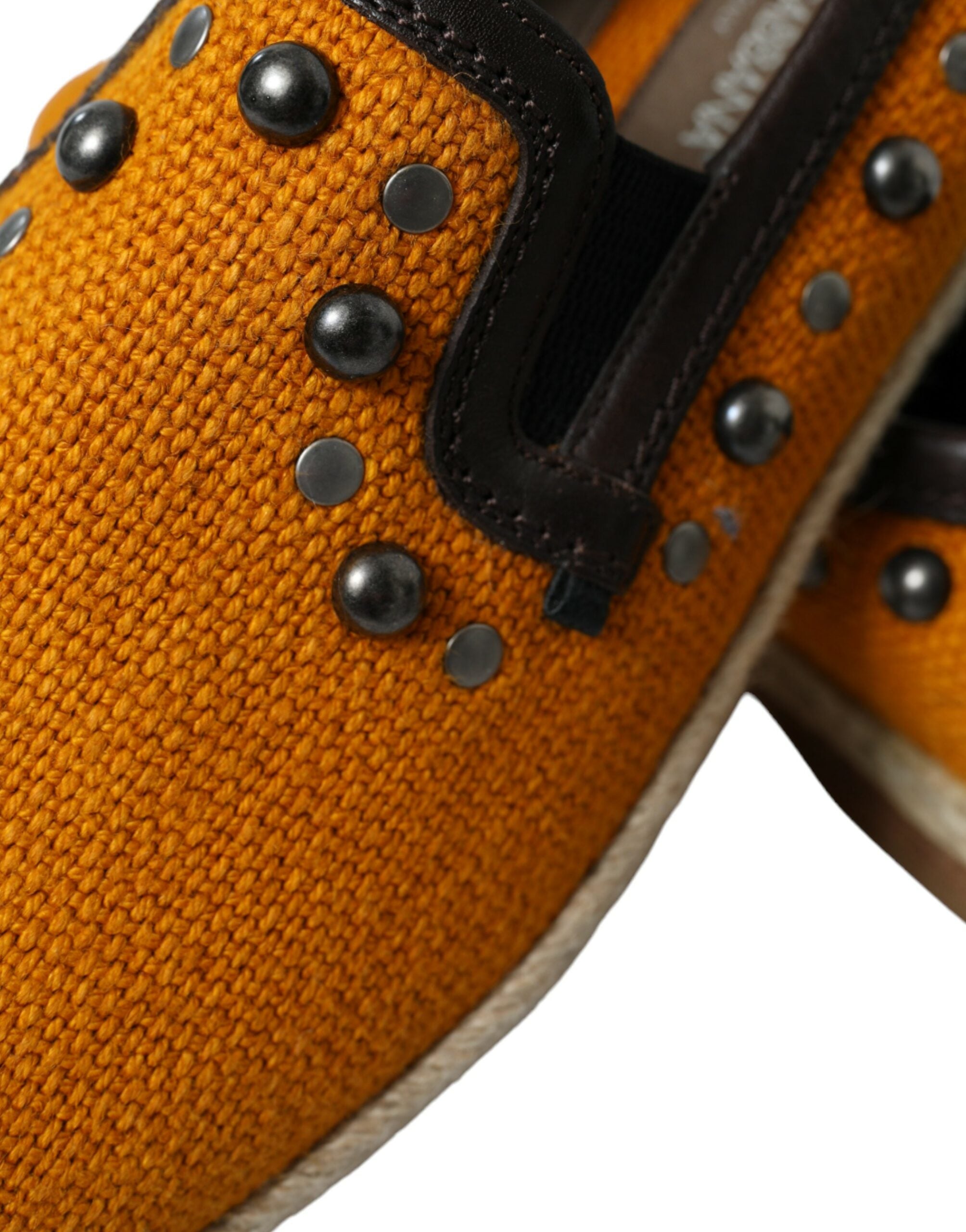 Dolce & Gabbana Orange Linen Leather Loafers