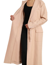 Beige Cotton Single Breasted Long Coat Jacket