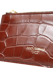 Brown Alligator Leather Airpods Case Coin Purse Wallet