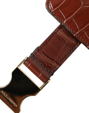 Brown Alligator Leather Airpods Case Coin Purse Wallet