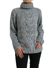 Gray Cashmere Turtle Neck Pullover Sweater