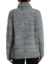 Gray Cashmere Turtle Neck Pullover Sweater