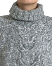 Gray Cashmere Turtle Neck Pullover Sweater