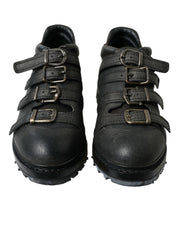 Black Leather Strap Men Ankle Boots Shoes