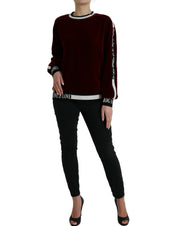 Bordeaux Velvet Round Neck Pullover Sweater