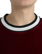 Bordeaux Velvet Round Neck Pullover Sweater