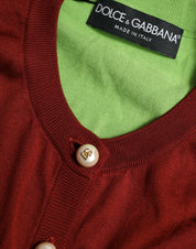 Multicolor Silk Crewneck Cardigan Sweater