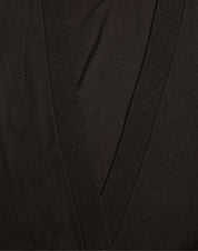 Black Wool V-neck Crossed Cardigan Sweater