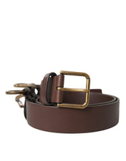 Brown Calf Leather Gold Metal Buckle Belt