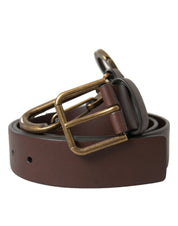 Brown Calf Leather Gold Metal Buckle Belt