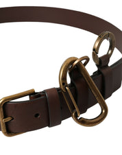 Brown Calf Leather Gold Metal Buckle Belt