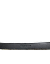 Gold Leather Jacquard Silver Metal Buckle Belt