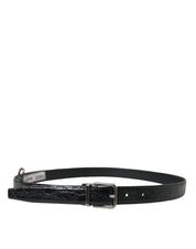 Black Leather Silver Metal Buckle Belt