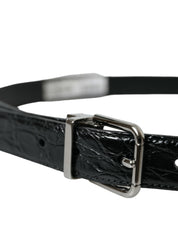 Black Leather Silver Metal Buckle Belt