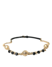 Black Suede Gold Chain Crystal Waist Belt