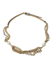 Blue Braided Gold Brass Chain Waist Belt