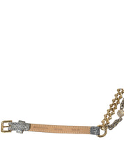 Blue Braided Gold Brass Chain Waist Belt