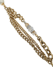 Blue Braided Gold Brass Chain Waist Belt