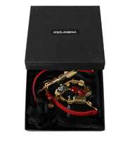 Red Leather Crystal Chain Waist Belt