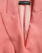 Pink Polyester Single Breasted Blazer Jacket