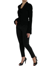 Black Viscose Single Breasted Blazer Jacket