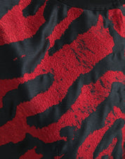 Black Red Patterned Cropped Coat Jacket
