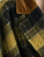 Yellow Checkered Long Sleeve Coat Jacket